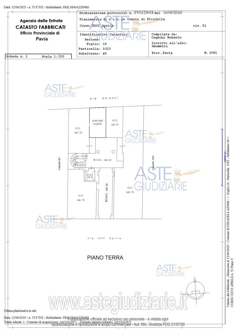 Planimetria del bene