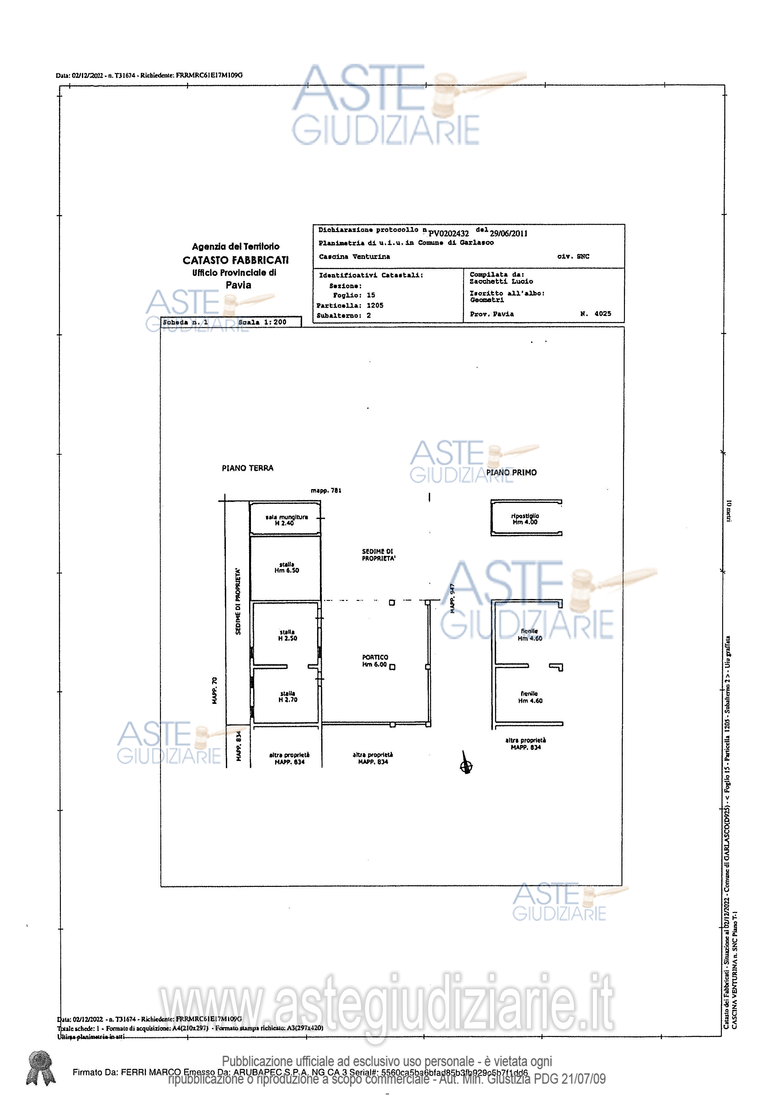 Planimetria del bene