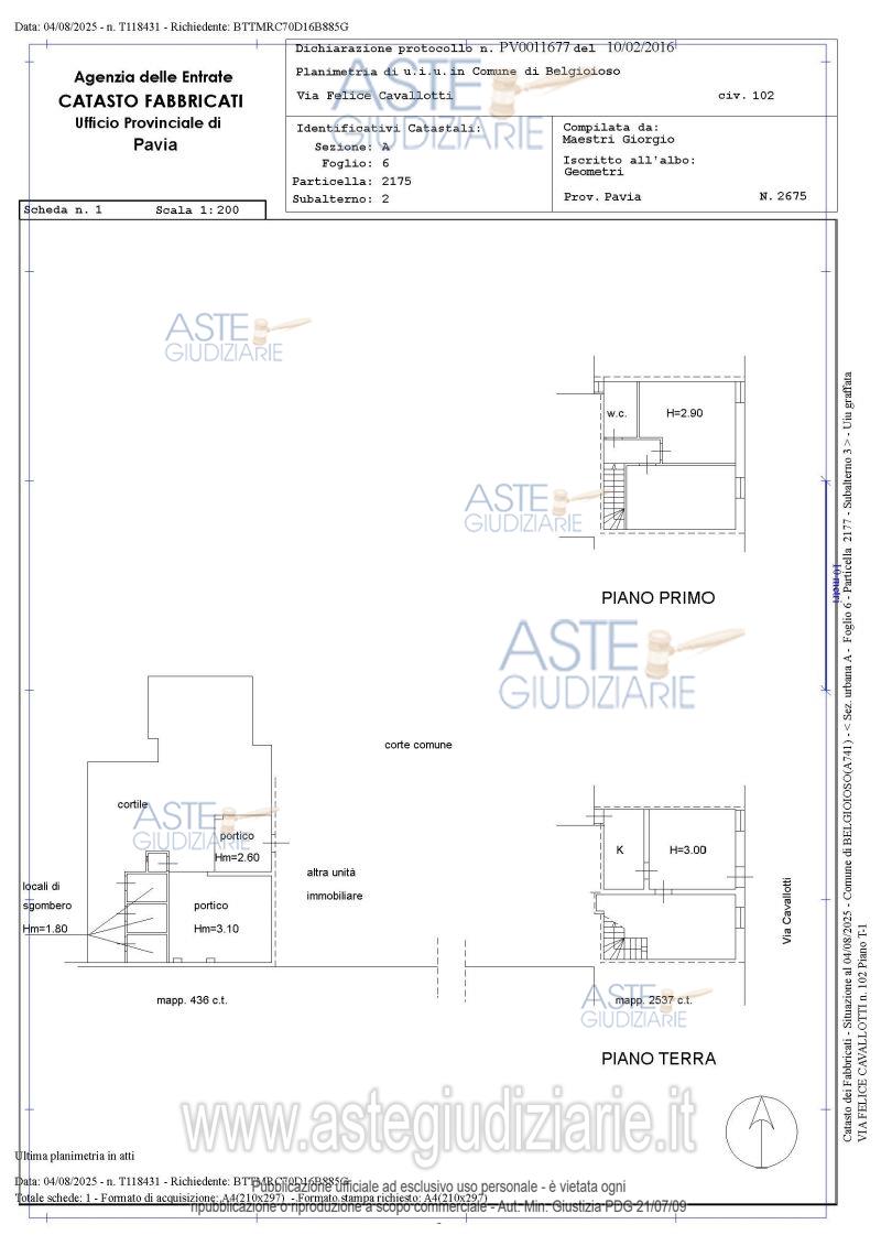 Planimetria del bene