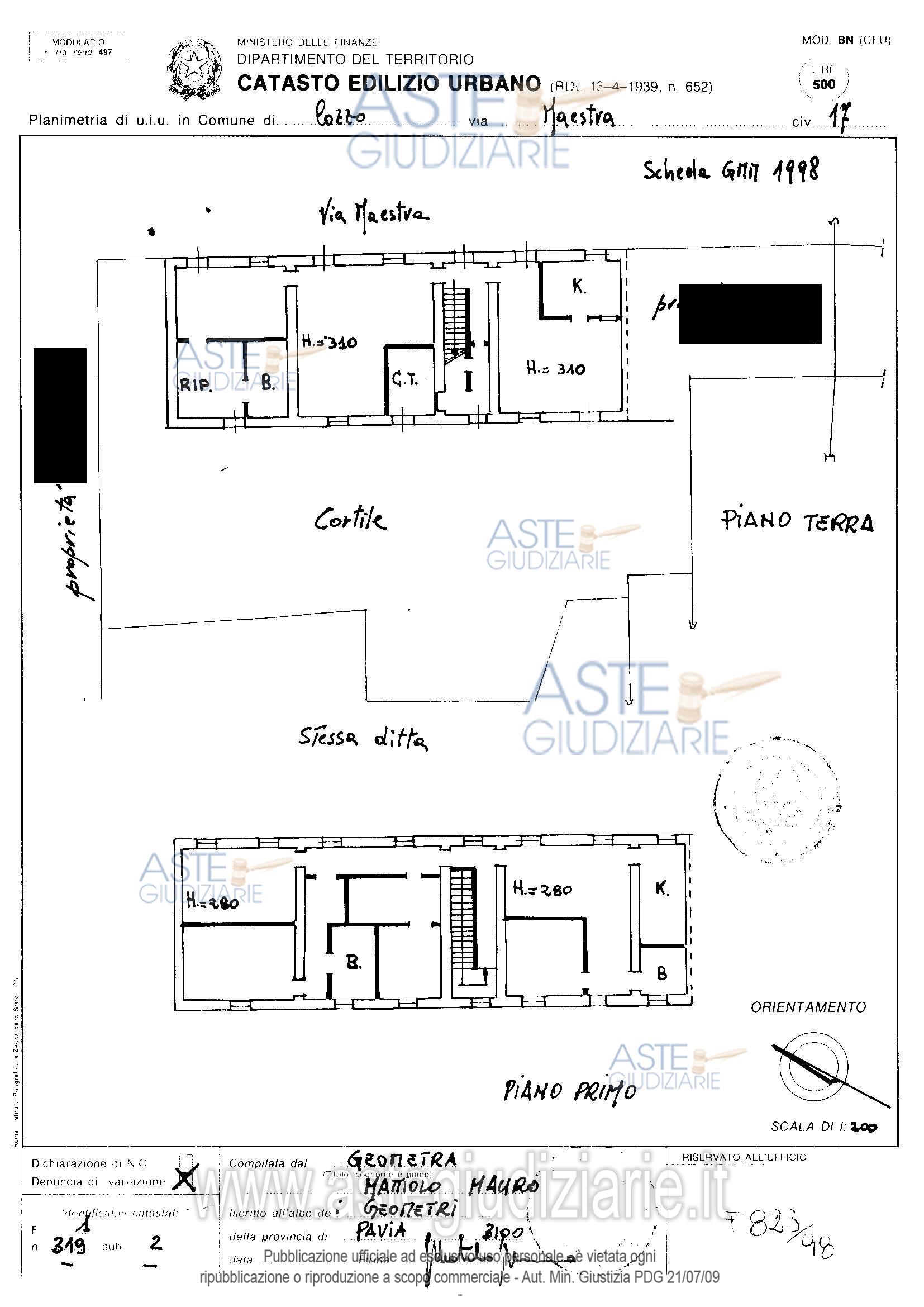 Planimetria del bene