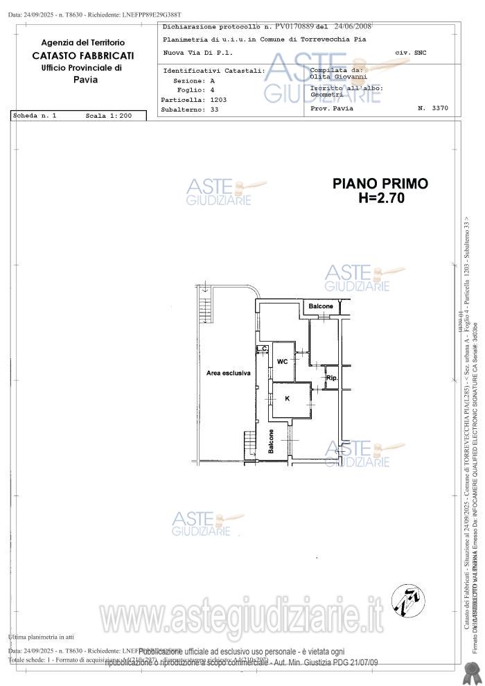 Planimetria del bene