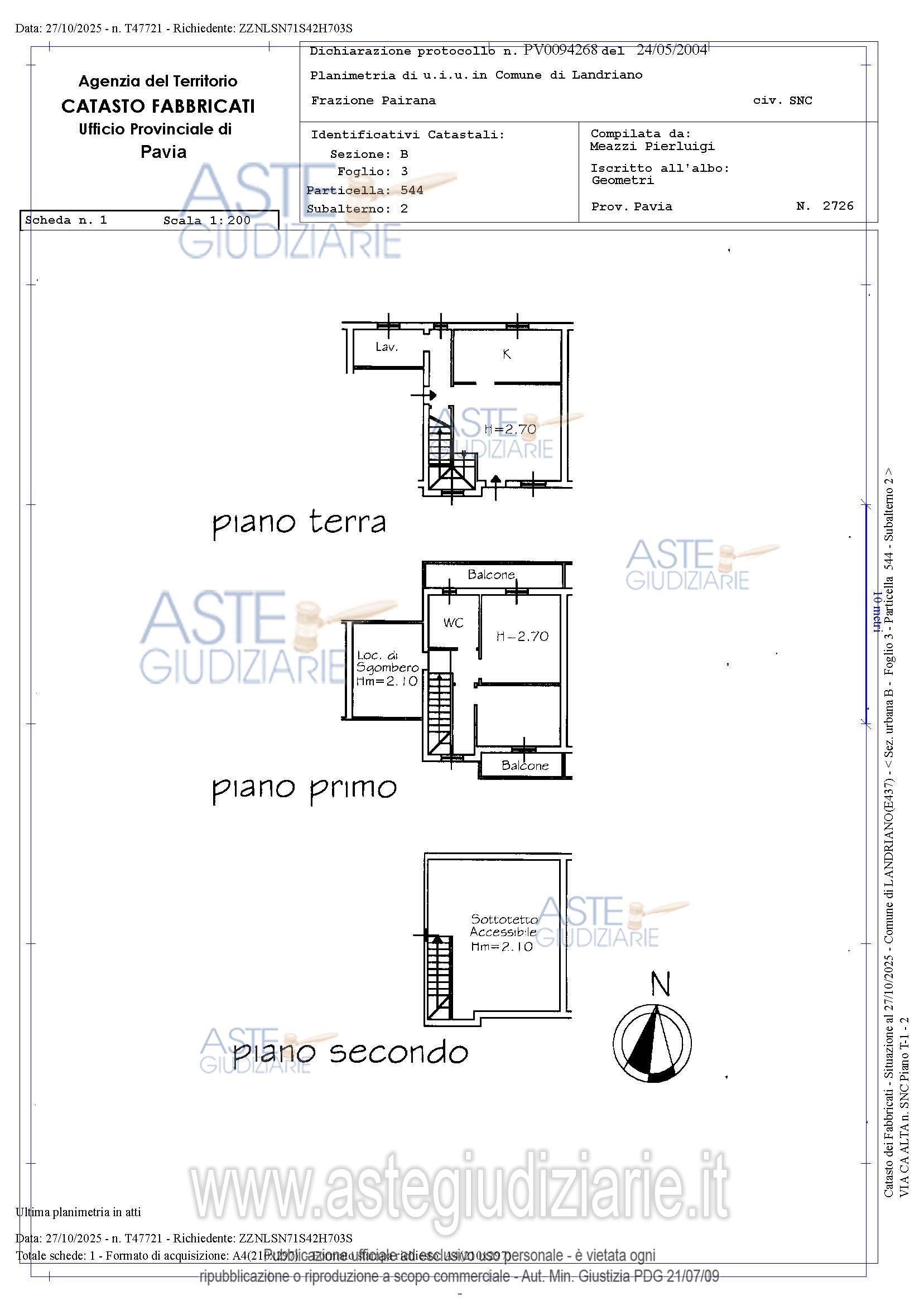 Planimetria del bene