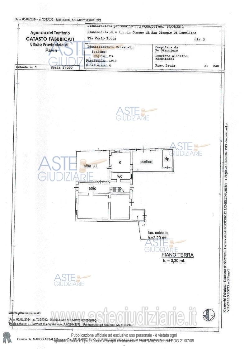 Planimetria del bene