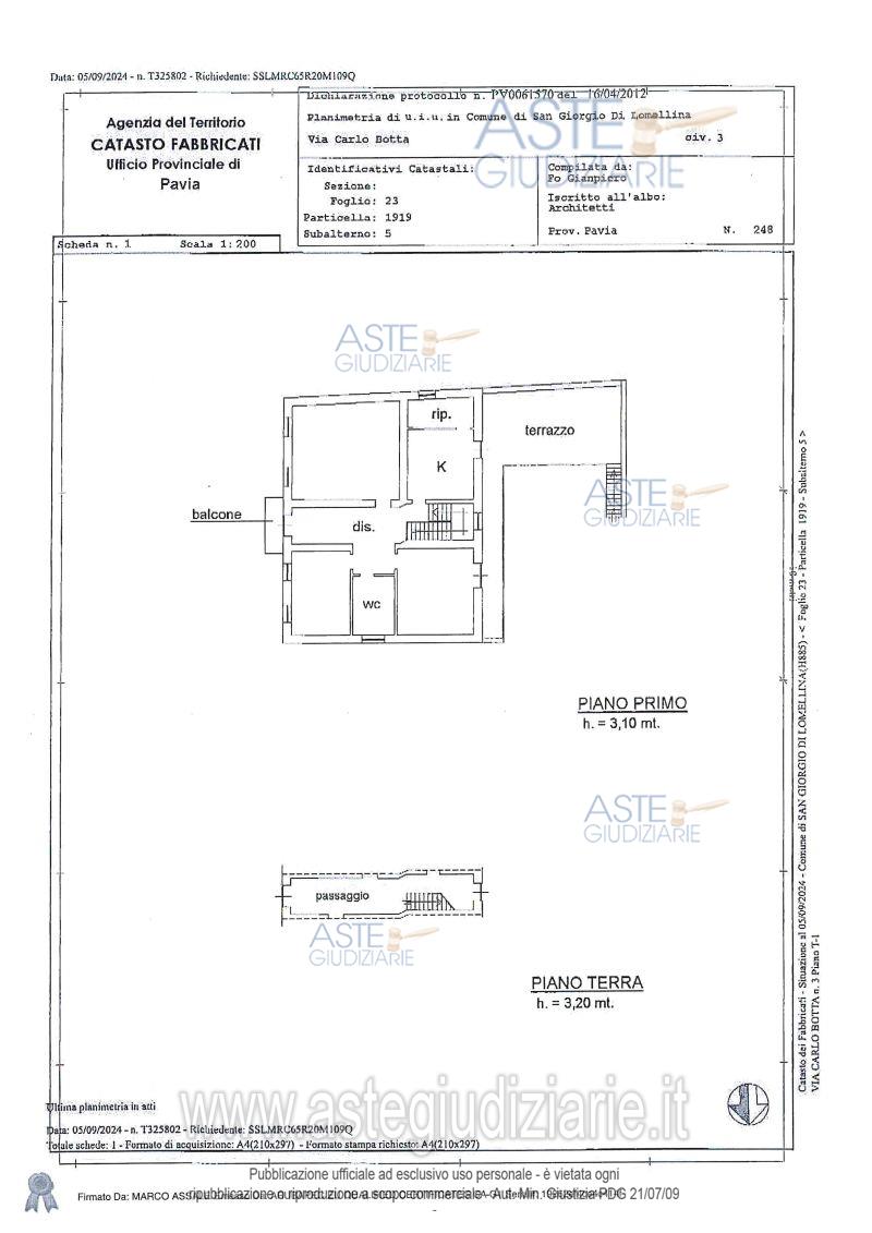 Planimetria del bene