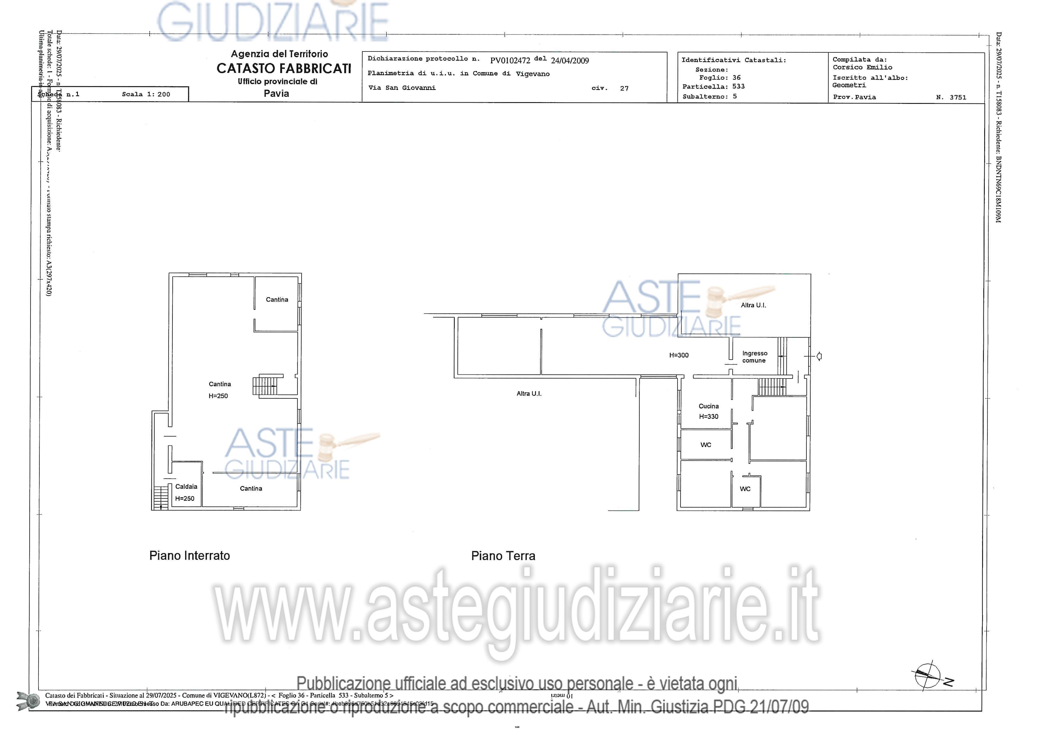 Planimetria del bene