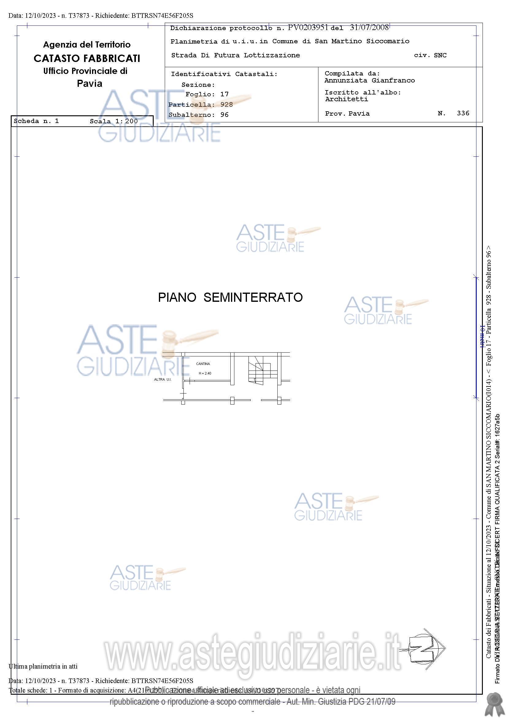 Planimetria del bene