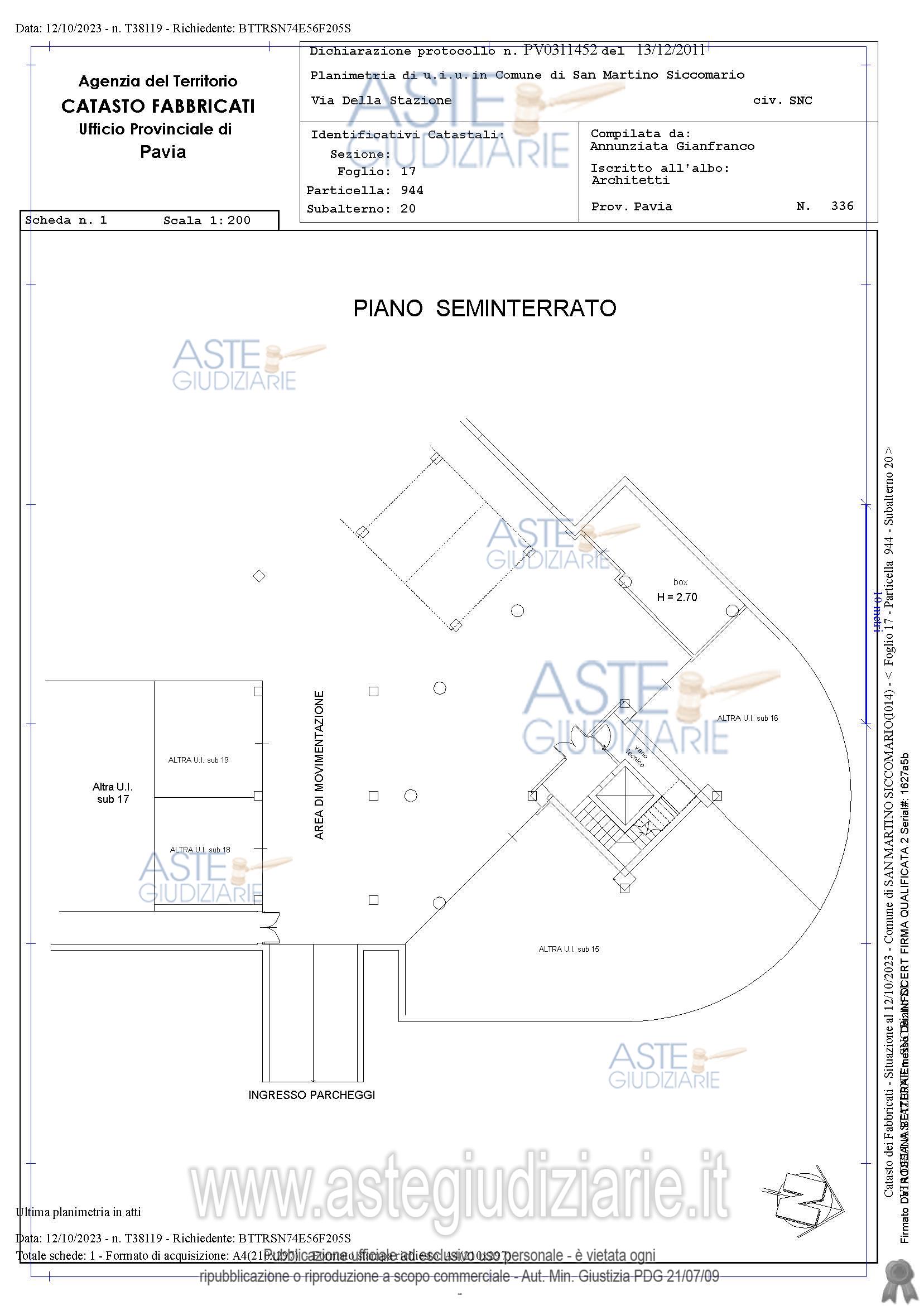 Planimetria del bene