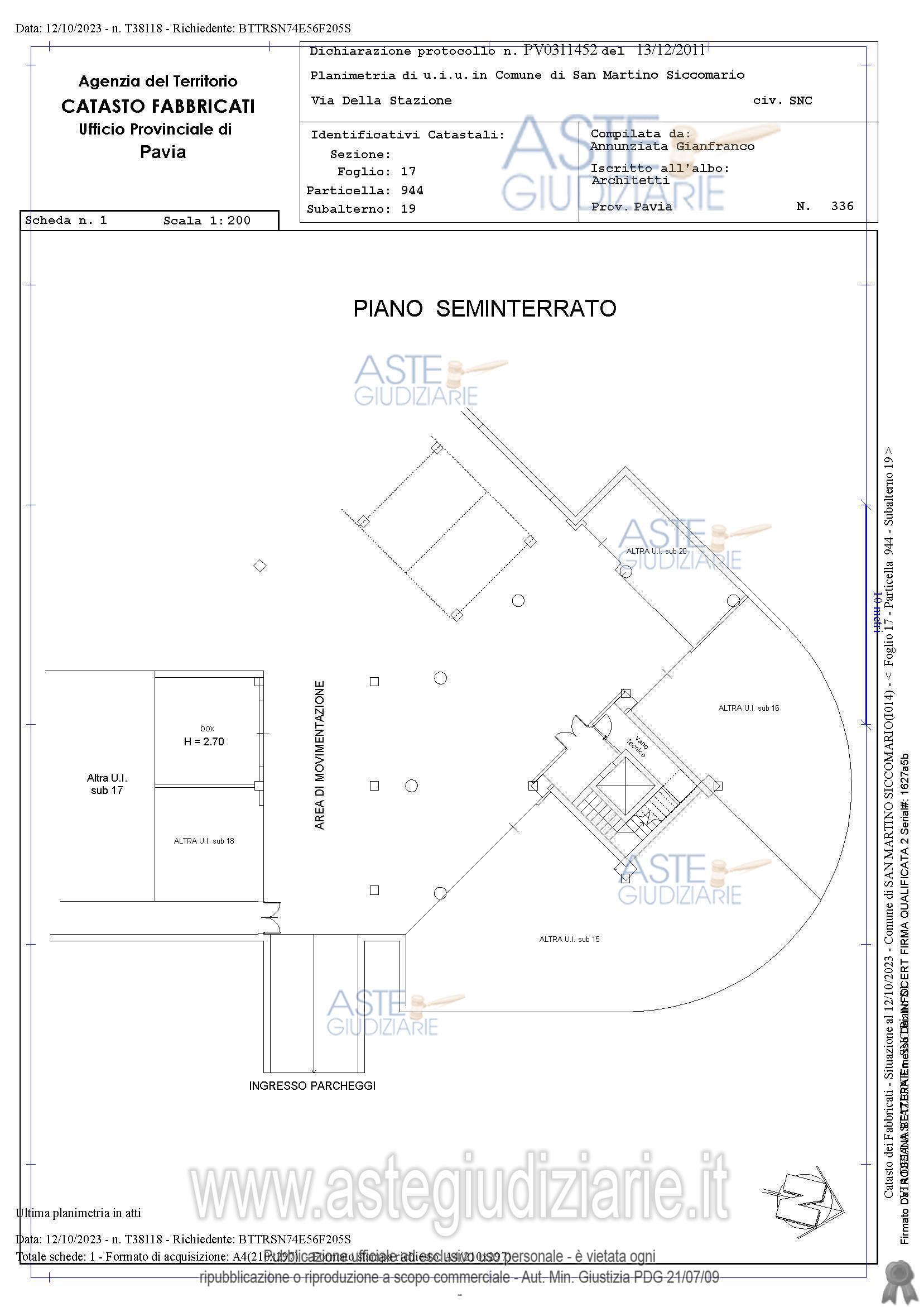 Planimetria del bene