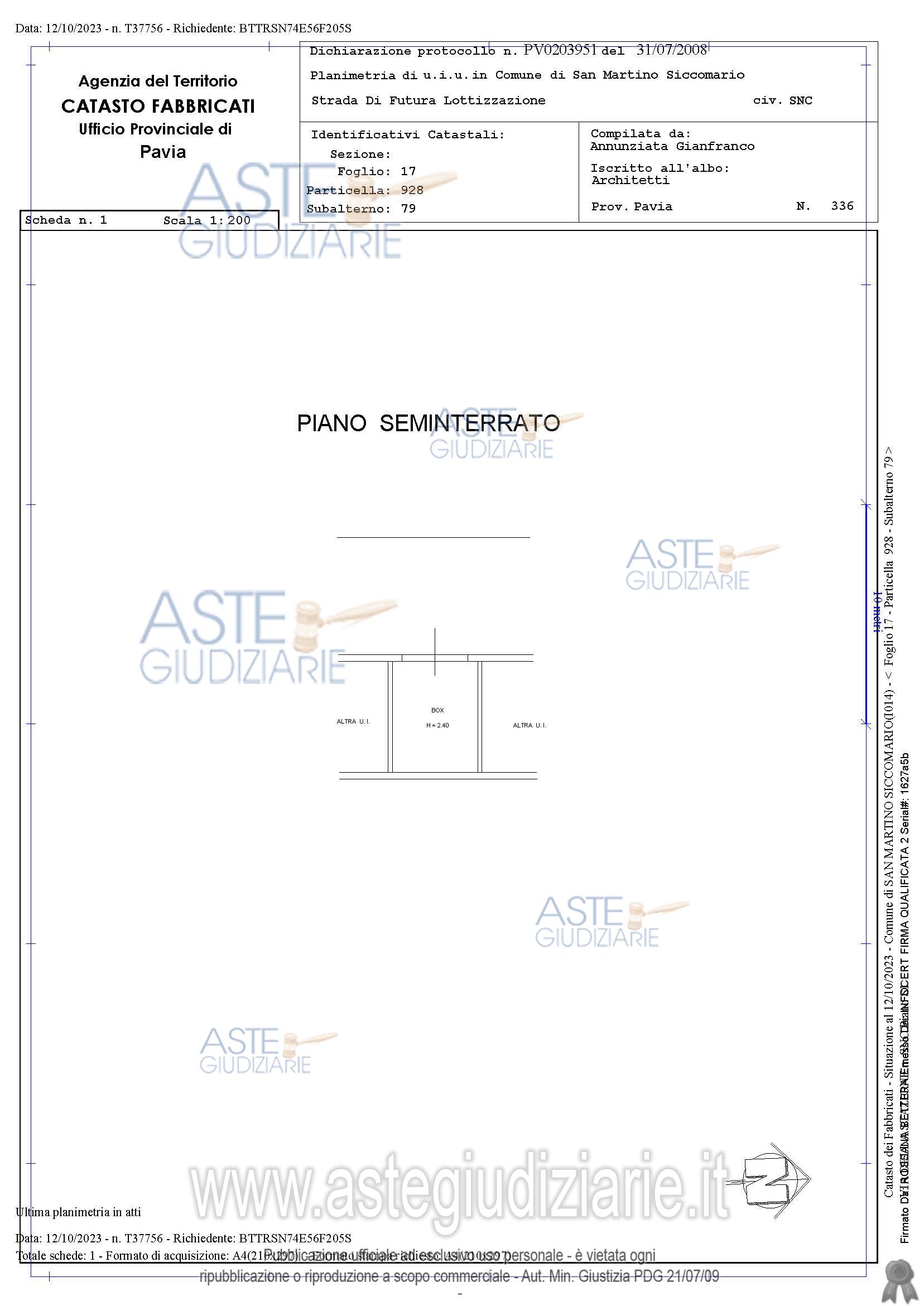 Planimetria del bene