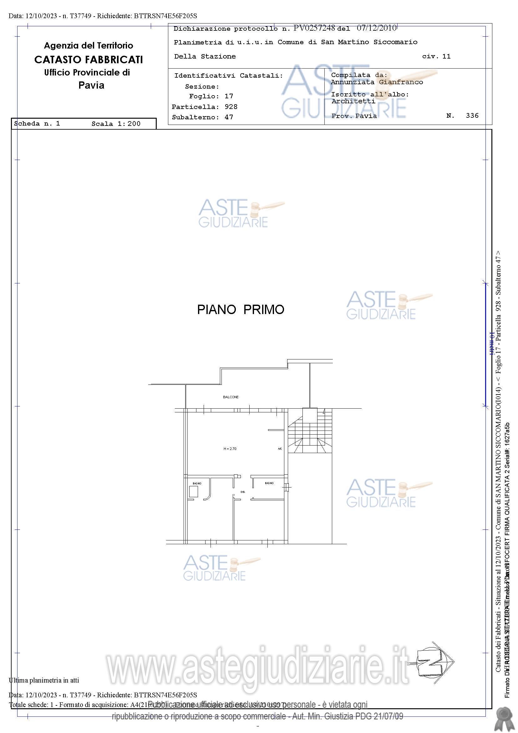 Planimetria del bene