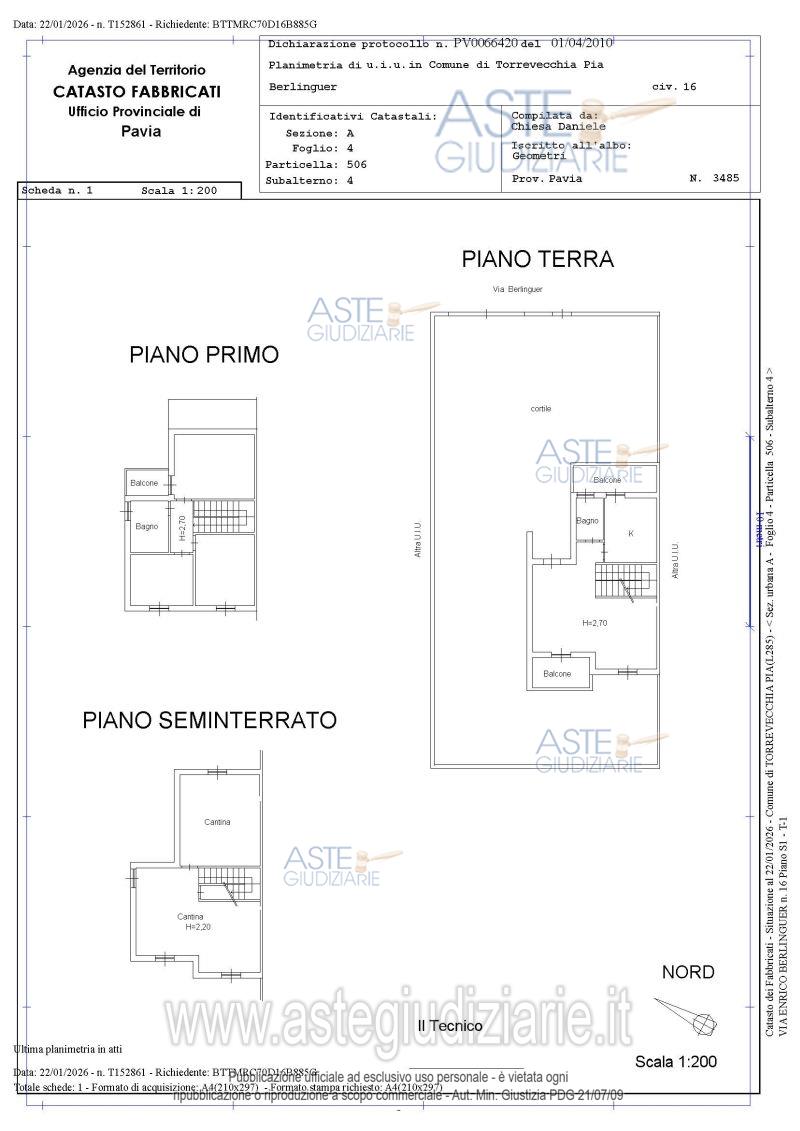 Planimetria del bene