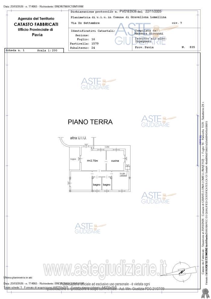 Planimetria del bene