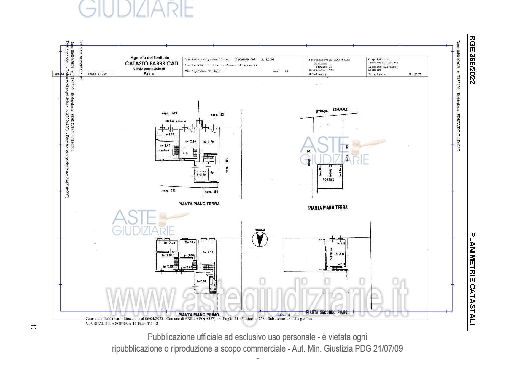 Planimetria del bene