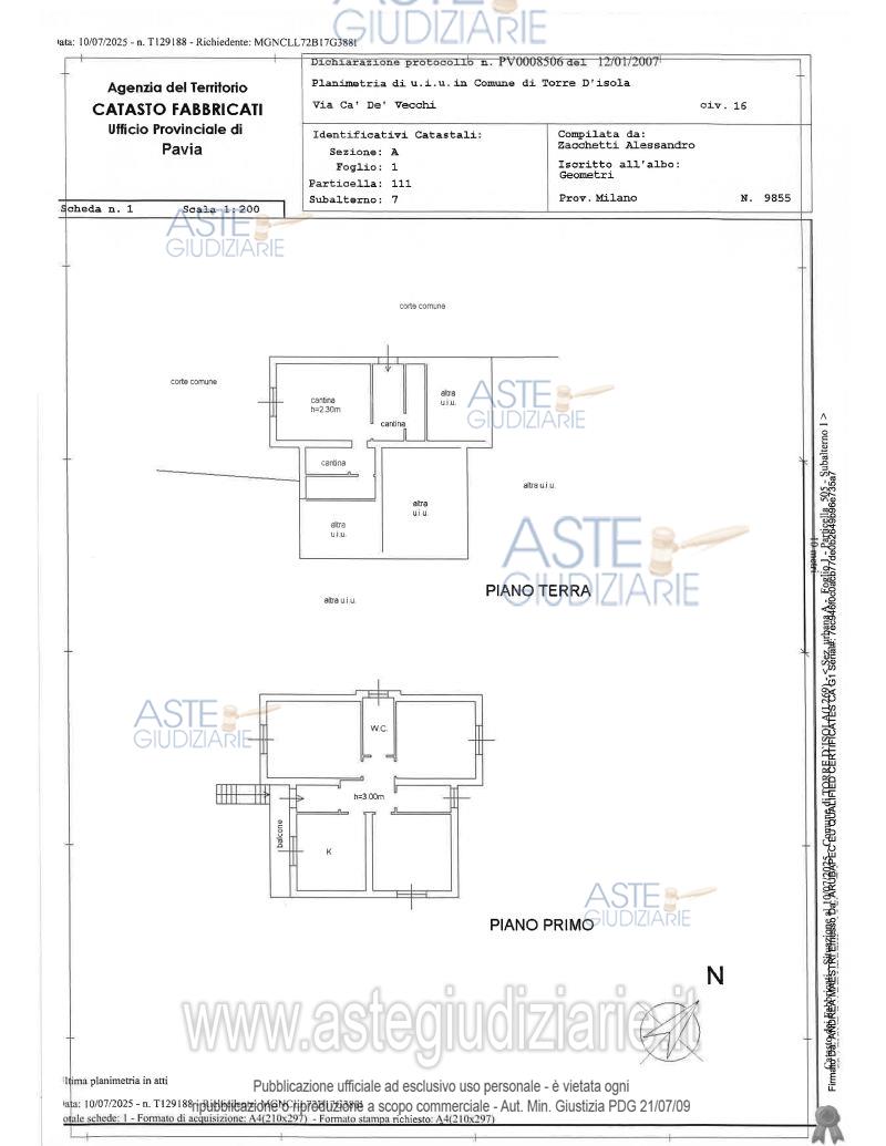 Planimetria del bene