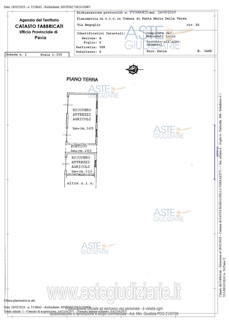 Planimetria del bene