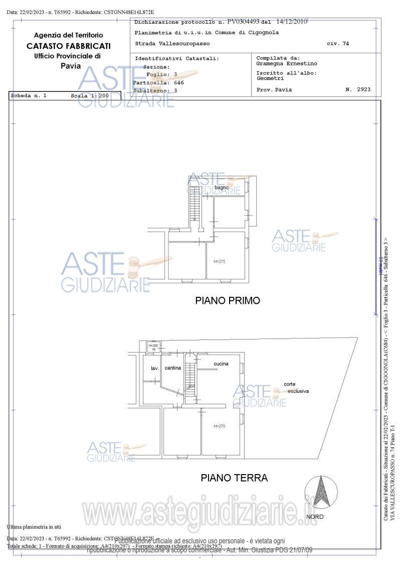 Planimetria del bene
