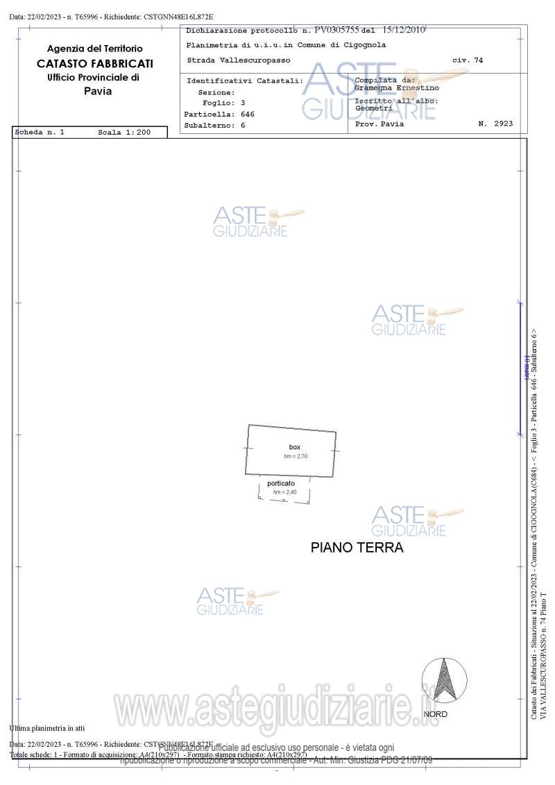 Planimetria del bene