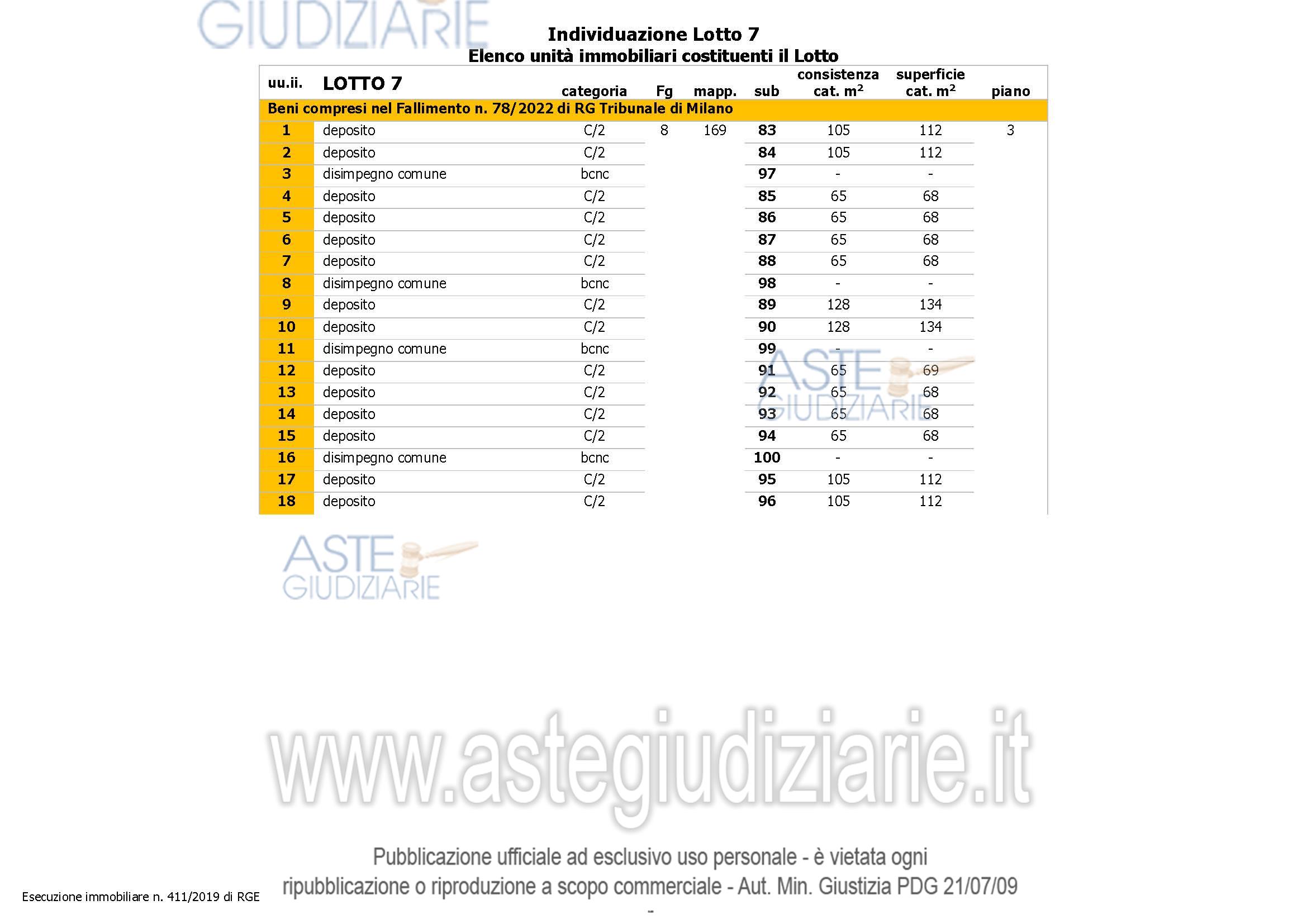 Planimetria del bene