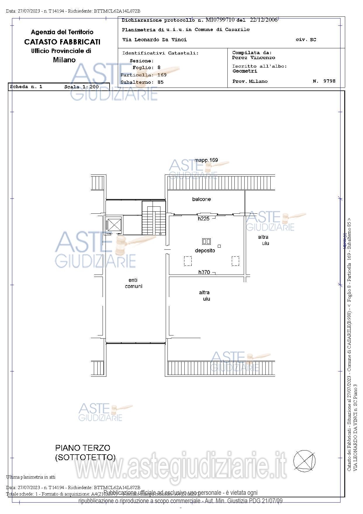 Planimetria del bene
