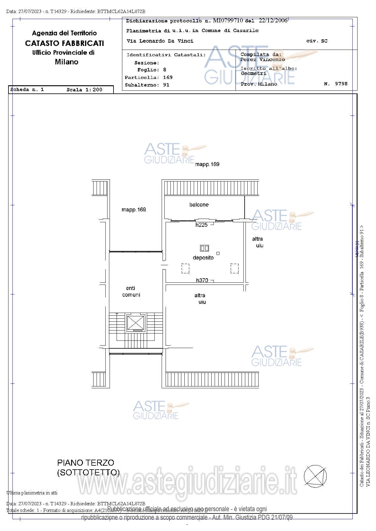 Planimetria del bene