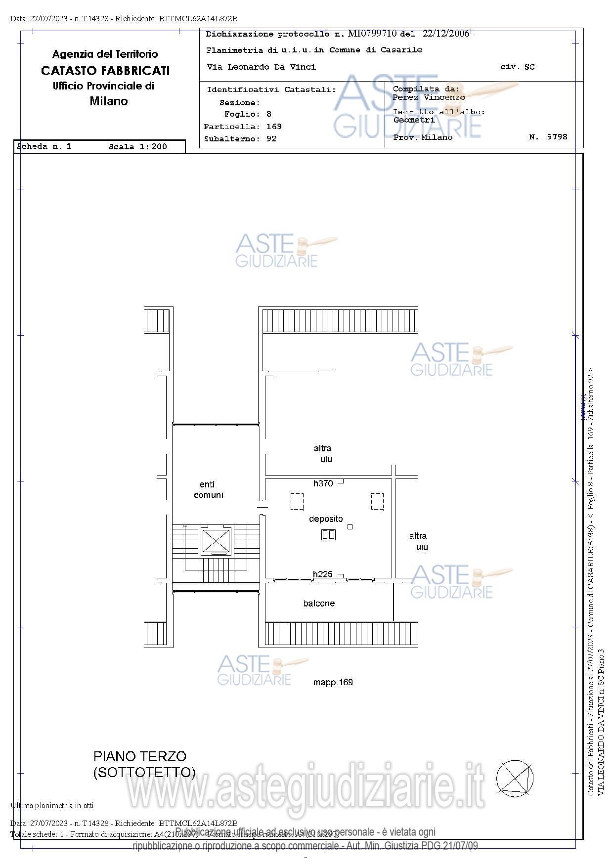 Planimetria del bene