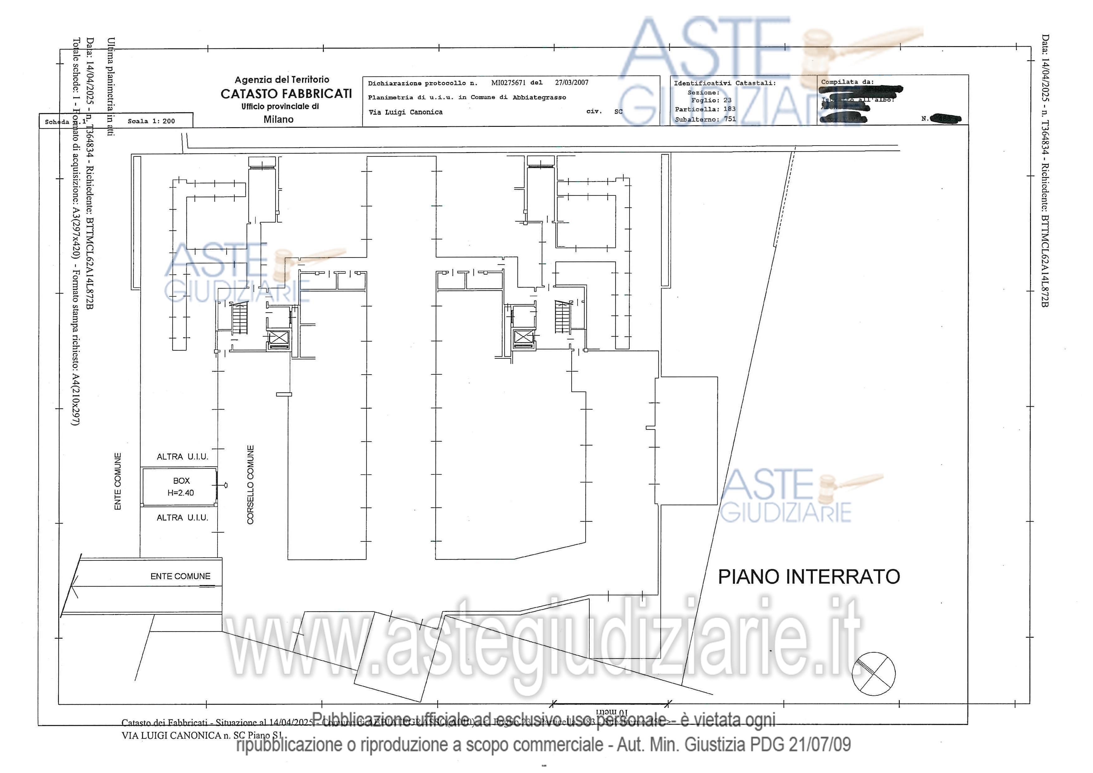 Planimetria del bene