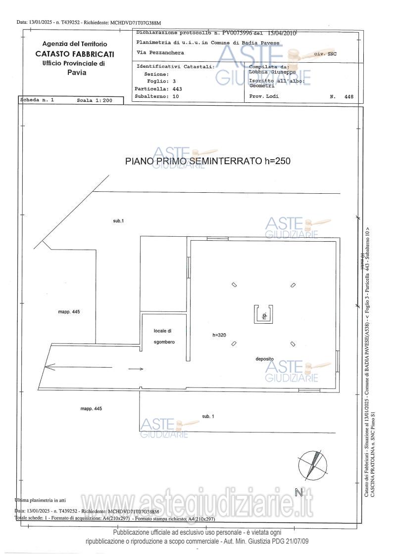 Planimetria del bene