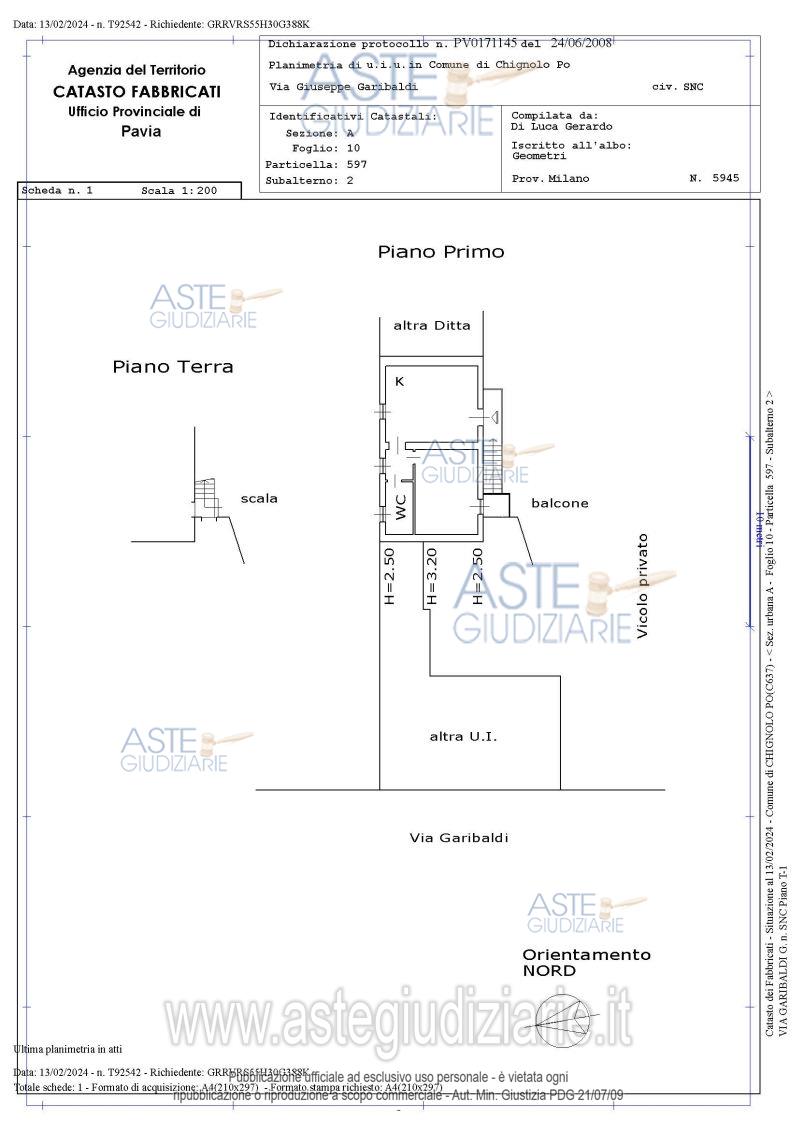 Planimetria del bene