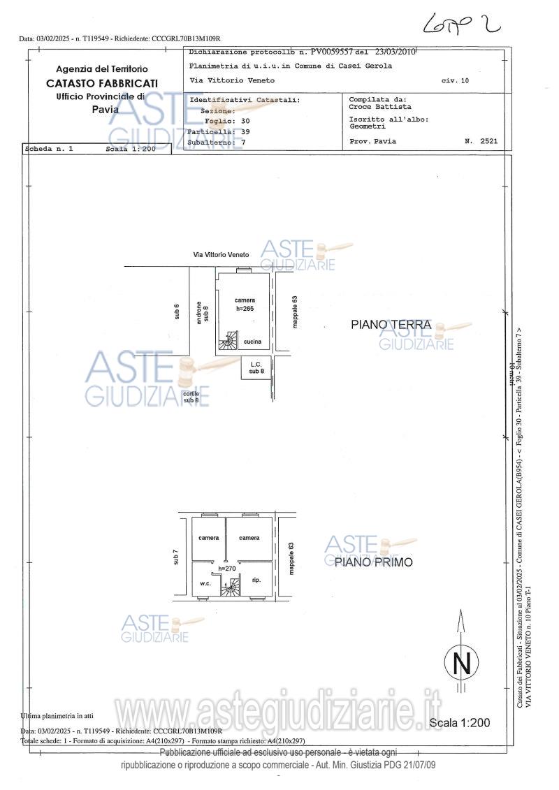 Planimetria del bene