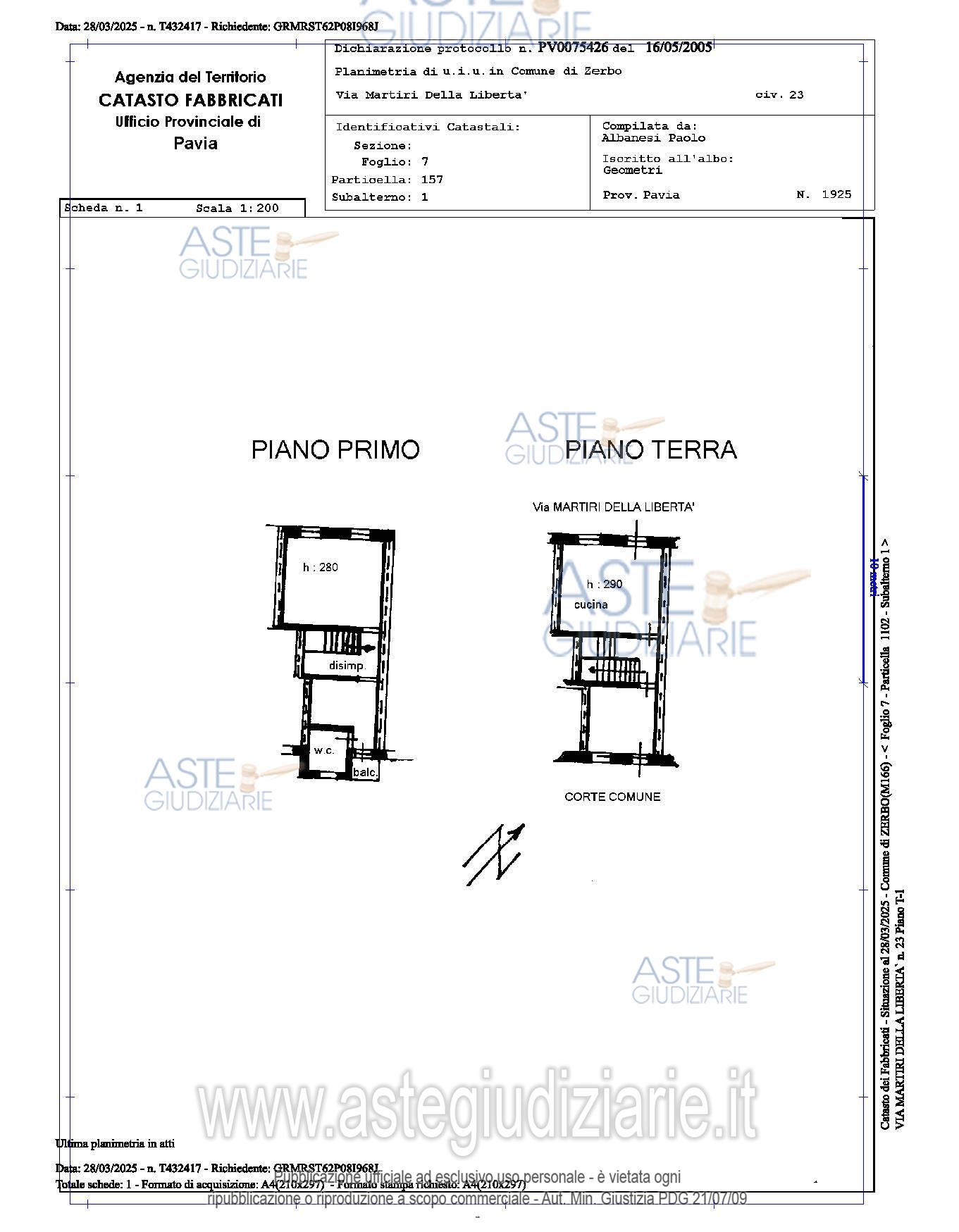 Planimetria del bene