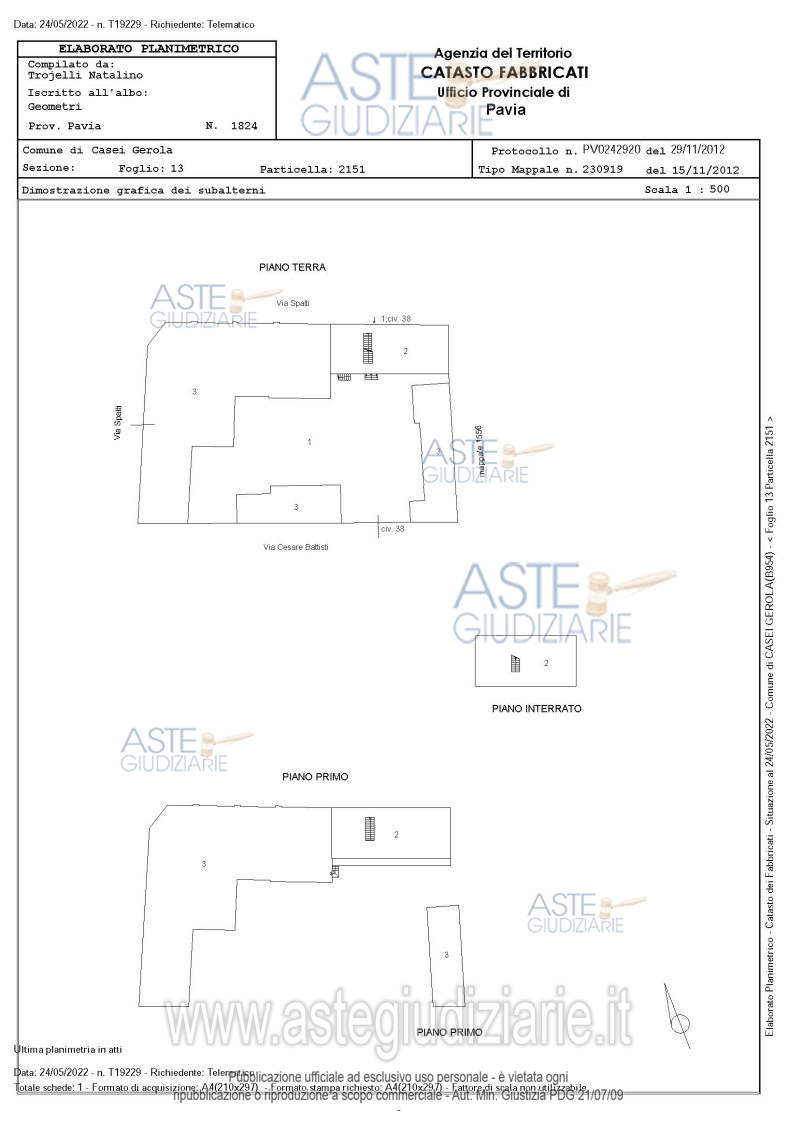 Planimetria del bene