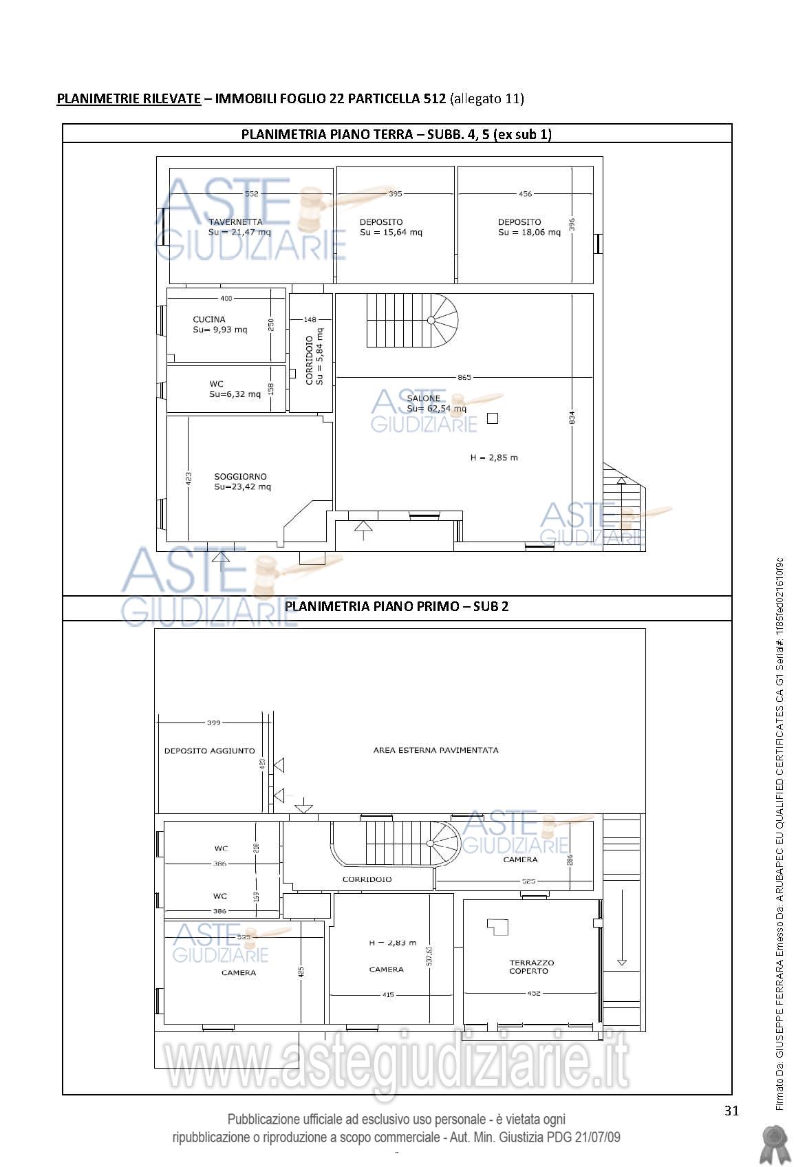 Planimetria del bene