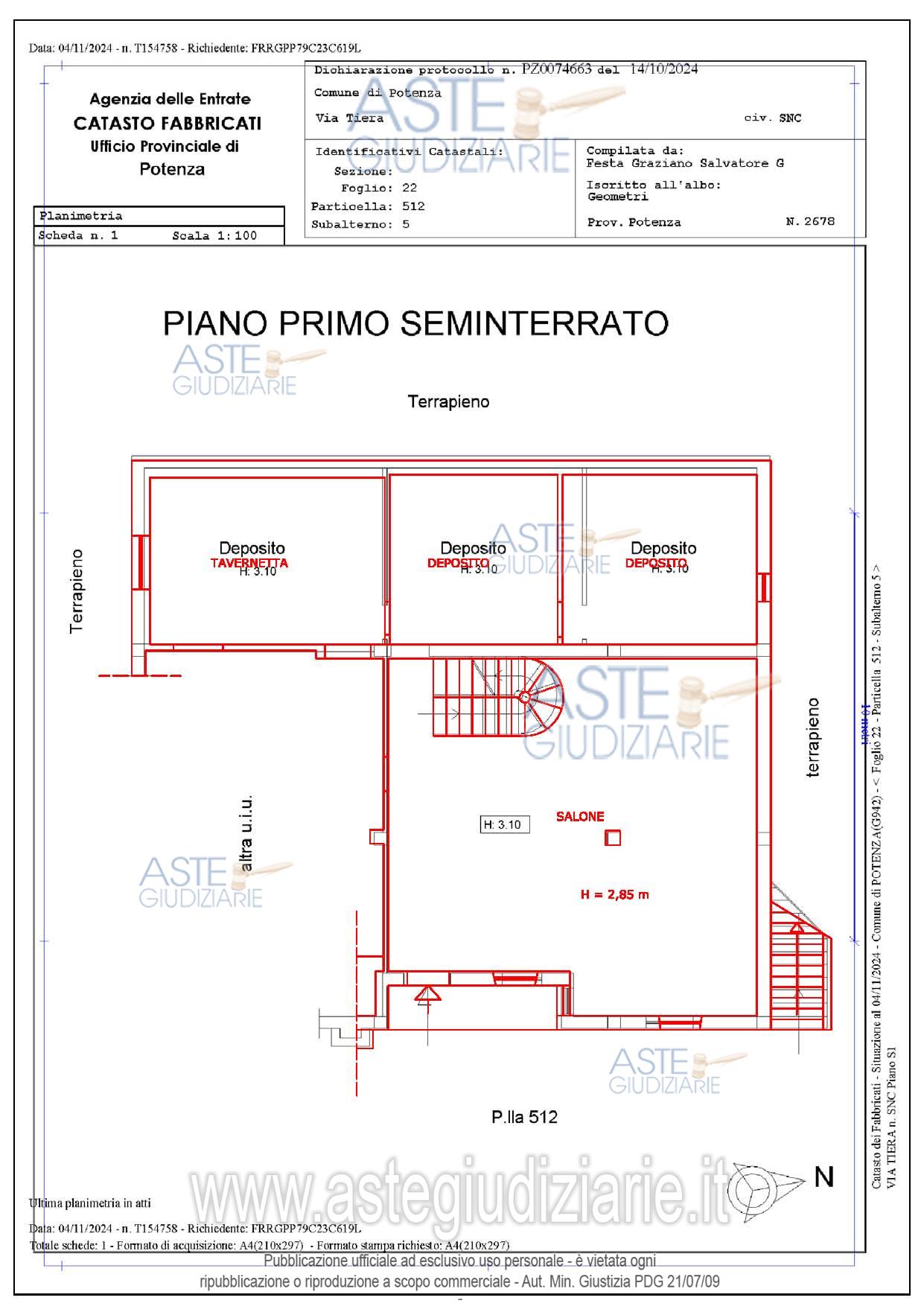 Planimetria del bene