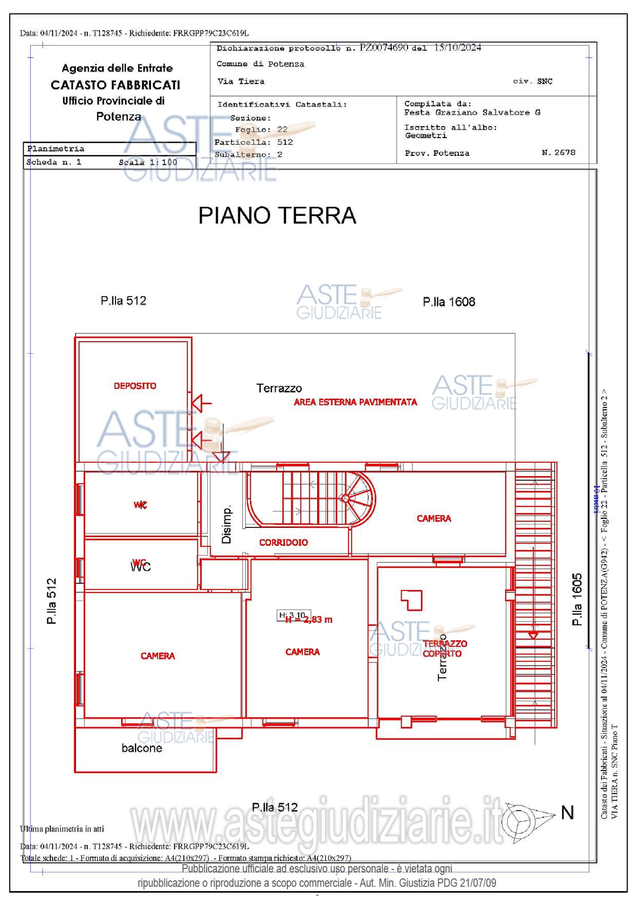 Planimetria del bene