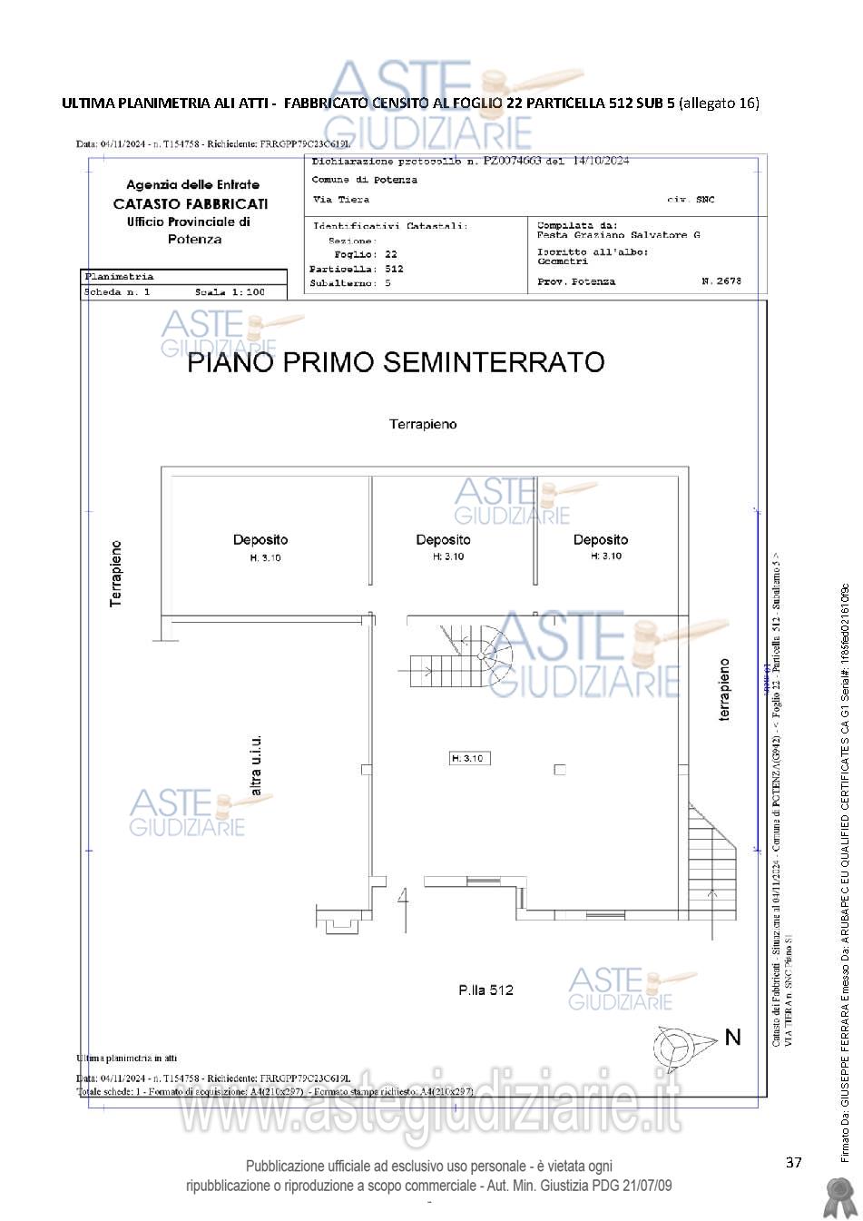 Planimetria del bene