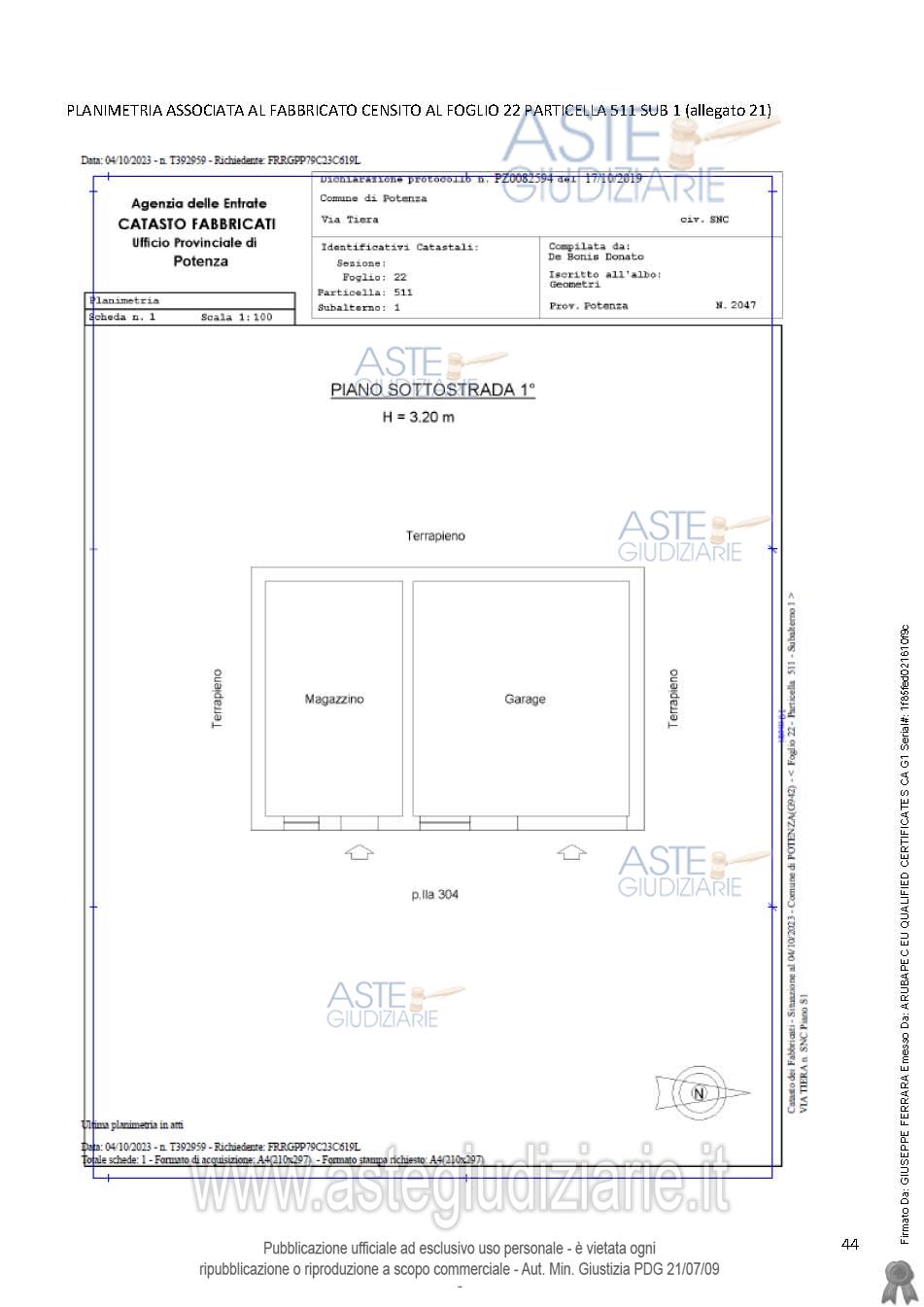 Planimetria del bene