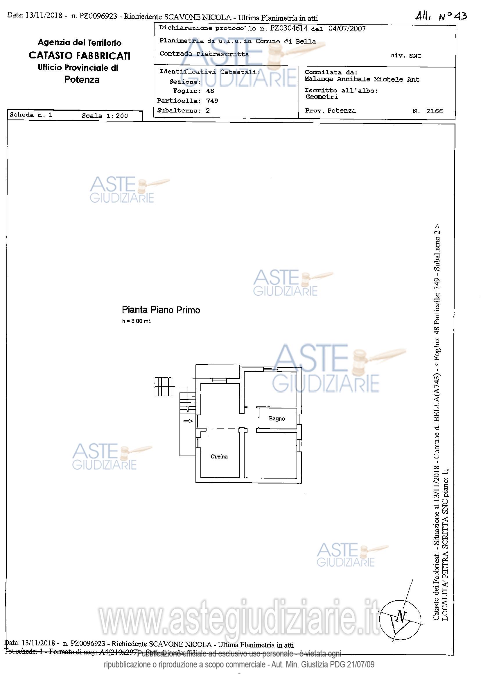 Planimetria del bene