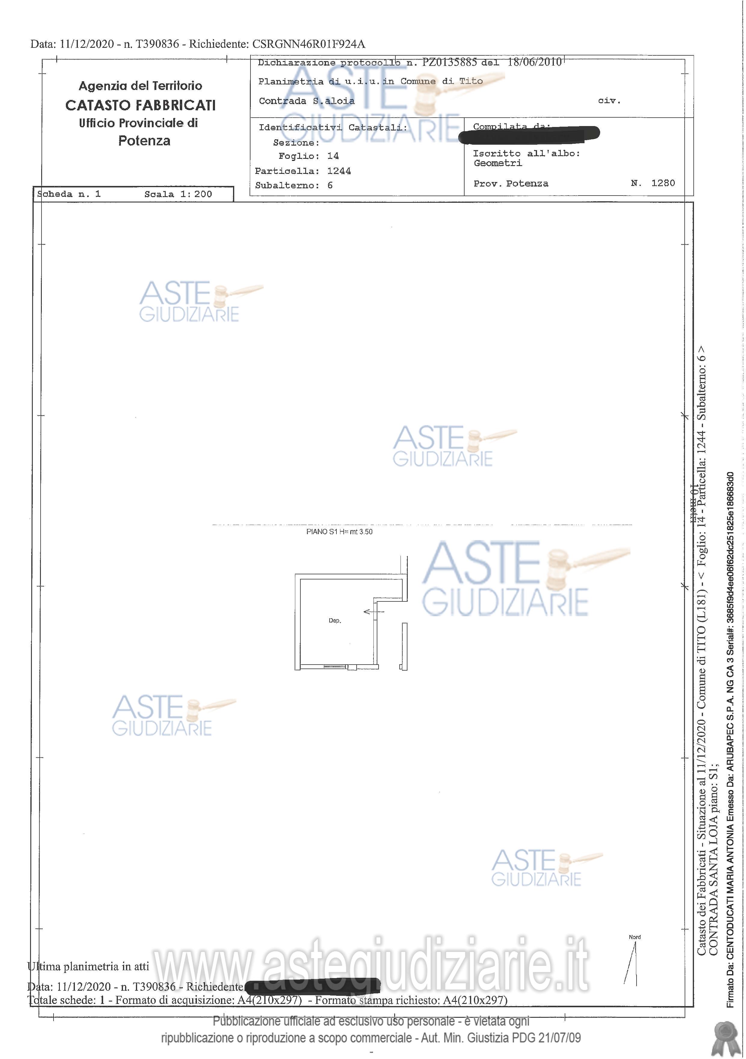 Planimetria del bene