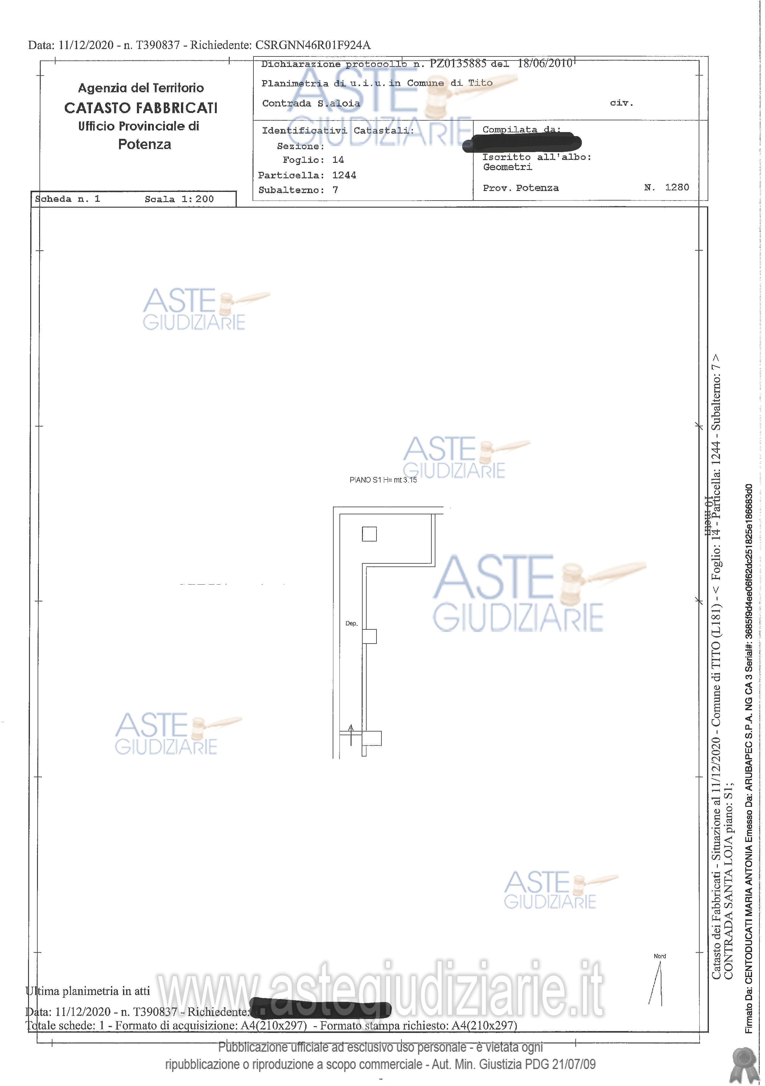 Planimetria del bene