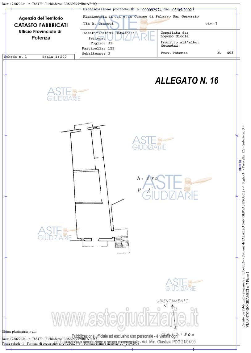Planimetria del bene