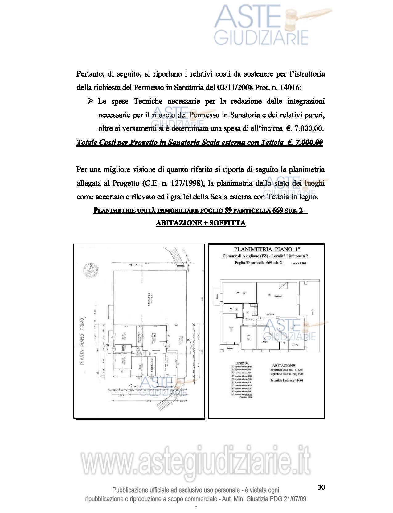 Planimetria del bene