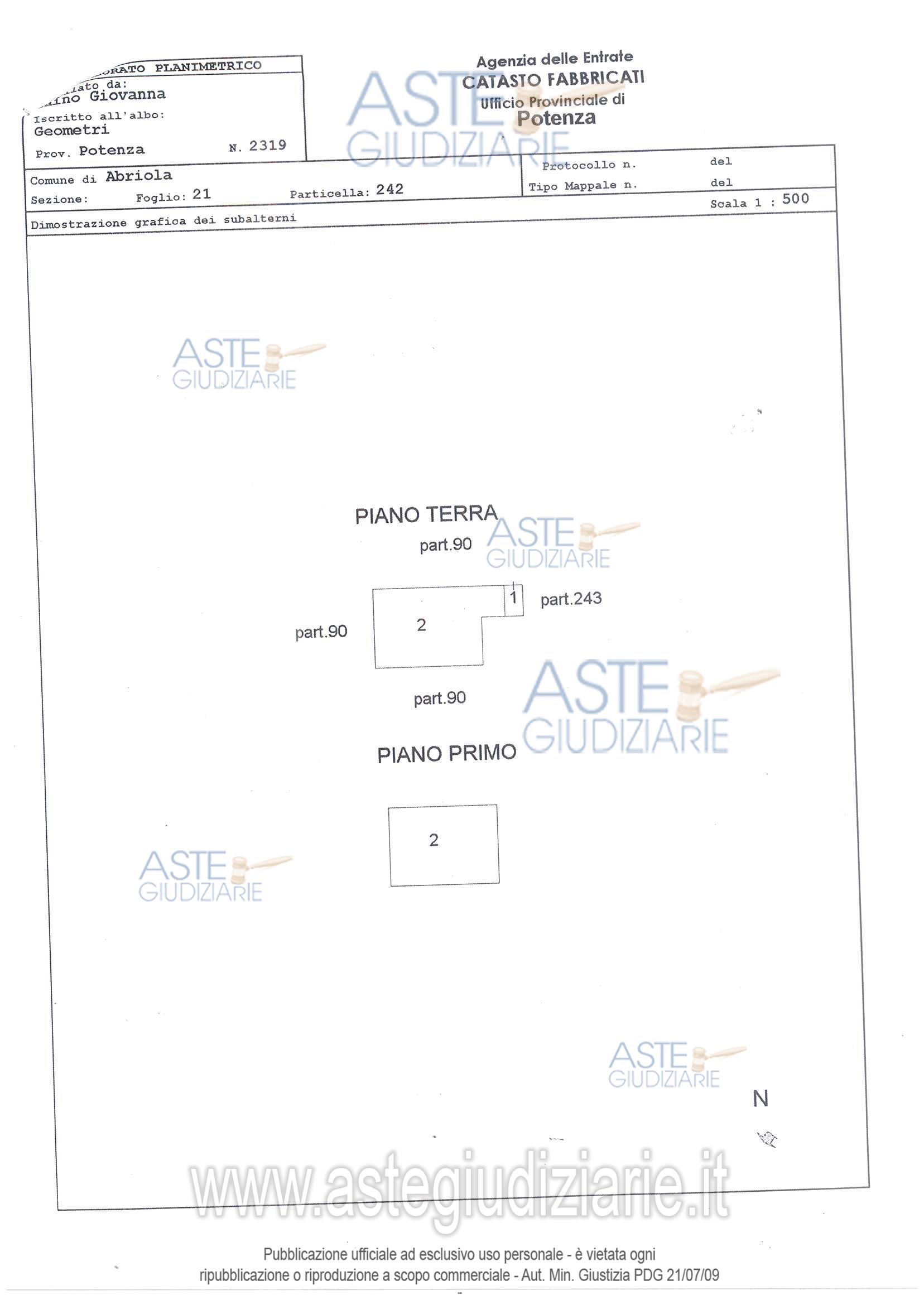 Planimetria del bene