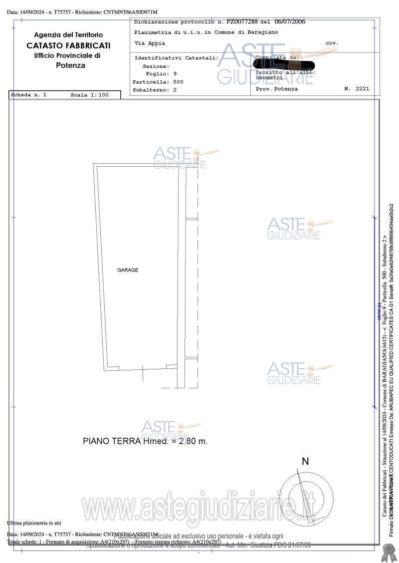 Planimetria del bene