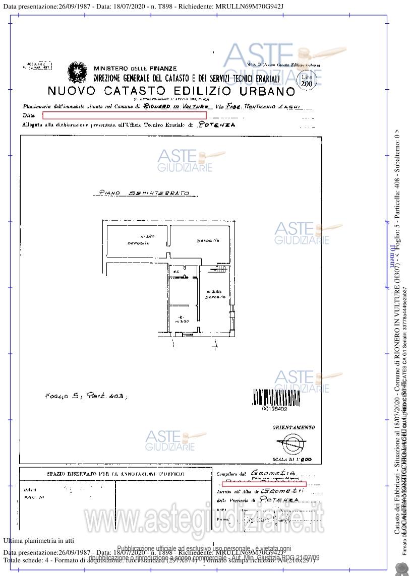 Planimetria del bene