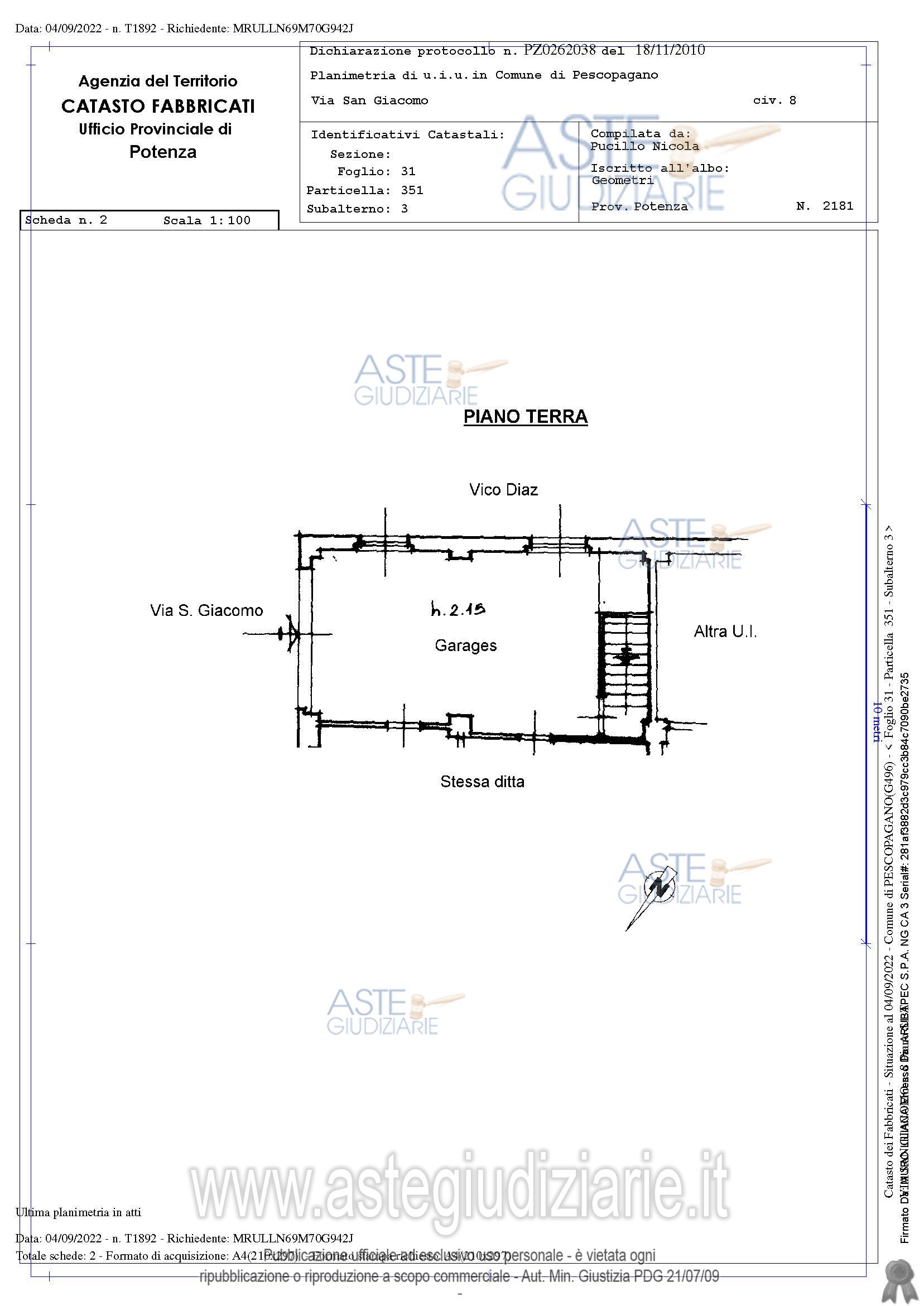 Planimetria del bene