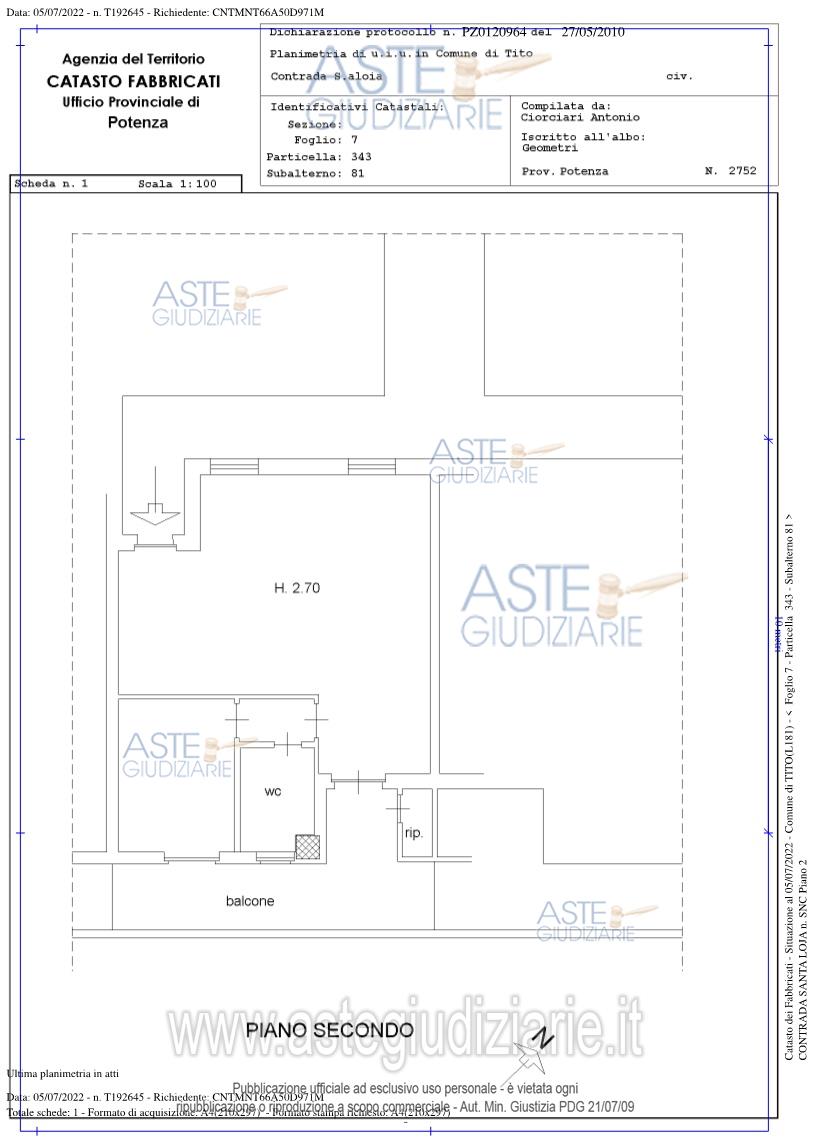 Planimetria del bene