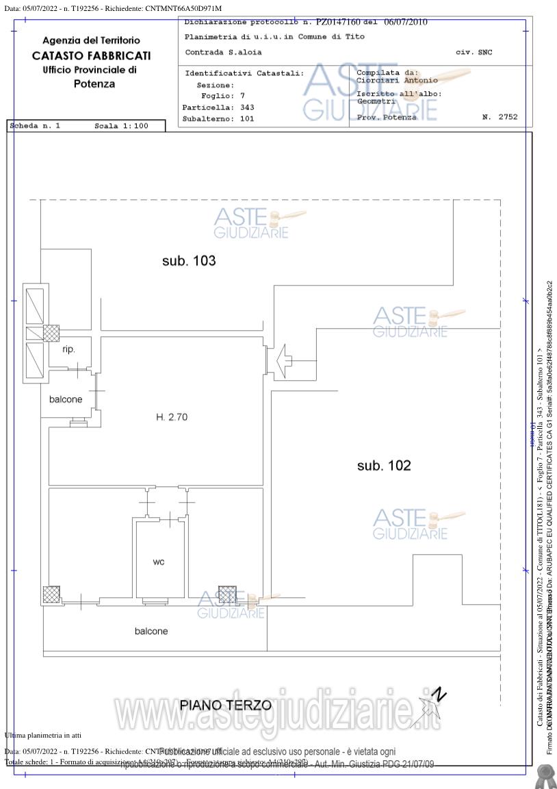 Planimetria del bene