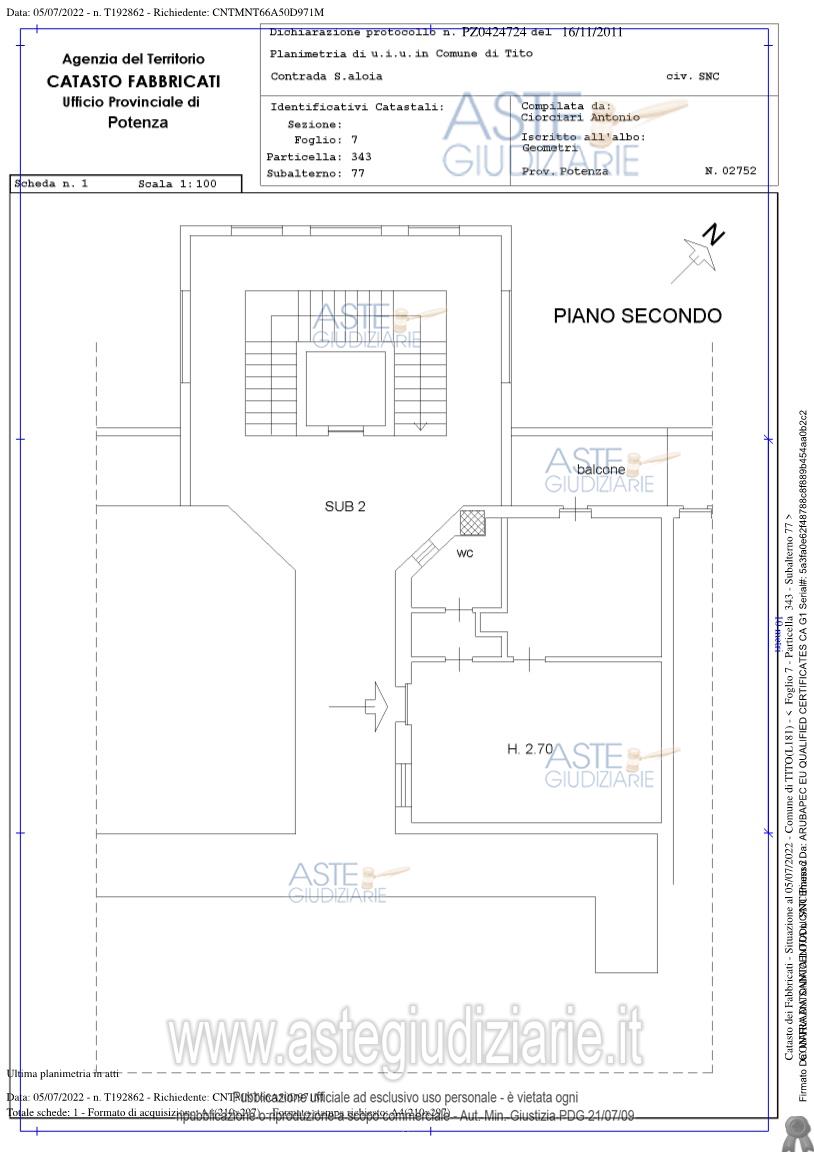 Planimetria del bene