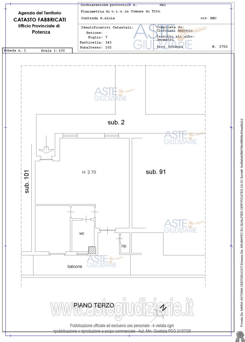 Planimetria del bene
