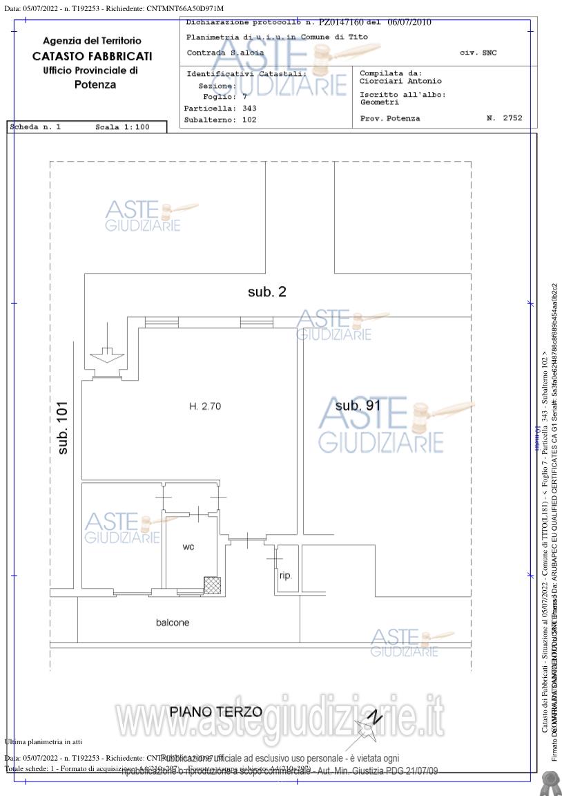 Planimetria del bene
